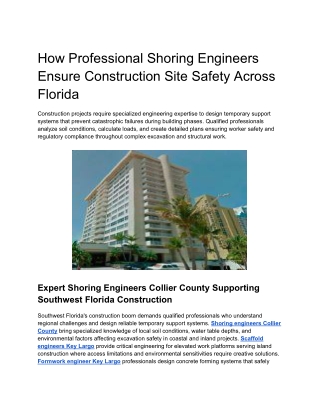 How Professional Shoring Engineers Ensure Construction Site Safety Across Florida