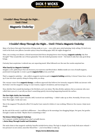 I Couldn’t Sleep Through the Night… Until I Tried a Magnetic Underlay