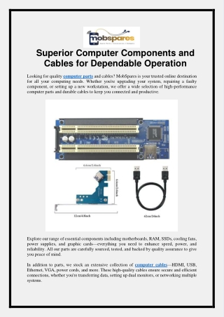 Superior Computer Components and Cables for Dependable Operation