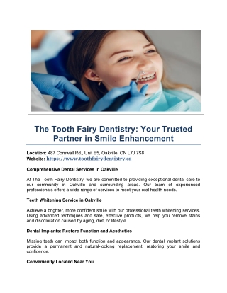 The Tooth Fairy Dentistry- Your Trusted Partner in Smile Enhancement