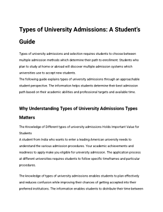 types of university admissions