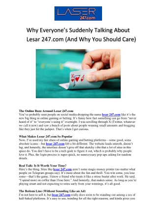 Why Everyone’s Talking About lesar 247.com  Lately