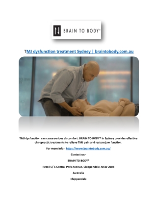 TMJ dysfunction treatment Sydney | braintobody.com.au