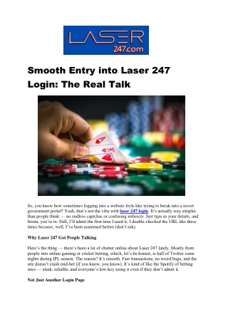 Laser 247 Login – Secure Access to Your Gaming Account