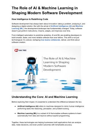 The Role of AI & Machine Learning in Shaping Modern Software Development