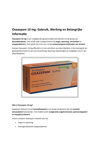 Oxazepam 10 mg: Gebruik, Werking en Belangrijke Informatie