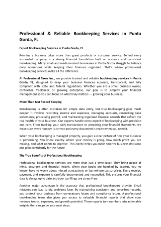 Professional & Reliable Bookkeeping Services in Punta Gorda, FL