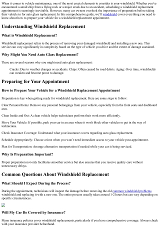 How to Prepare Your Vehicle for a Windshield Replacement Appointment