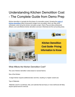 Understanding Kitchen Demolition Cost - The Complete Guide from Demo Prep