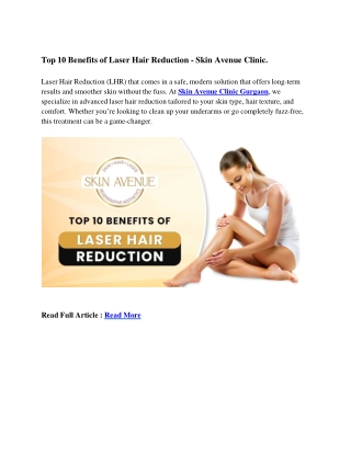 Top 10 Benefits of Laser Hair Reduction Skin Avenue Clinic.