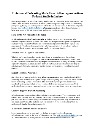 Professional Podcasting Made Easy Afterclapproductions Podcast Studio in Indore