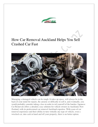 How Car Removal Auckland Helps You Sell Crashed Car Fast