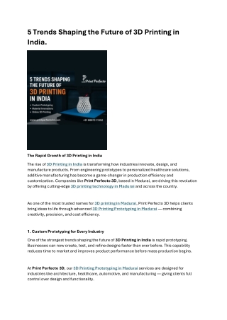 5 Trends Shaping the Future of 3D Printing in India