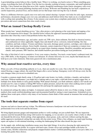 Plumbing Maintenance Specialists: Annual Checkups by JB Rooter and Plumbing Inc