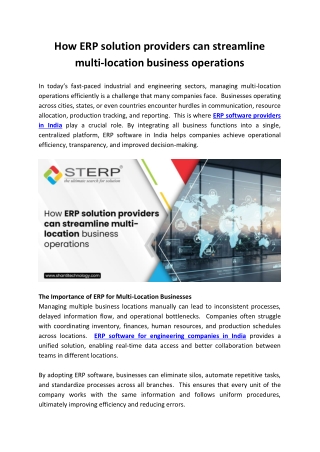 How ERP solution providers can streamline multi-location business operations