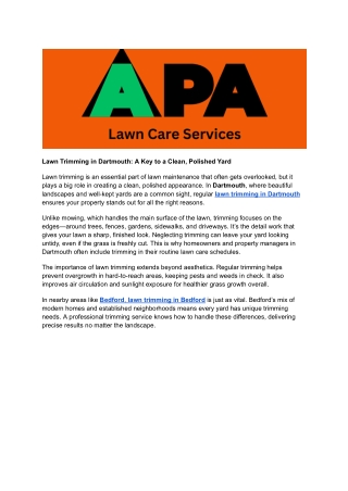 Lawn Trimming in Dartmouth_ A Key to a Clean, Polished Yard