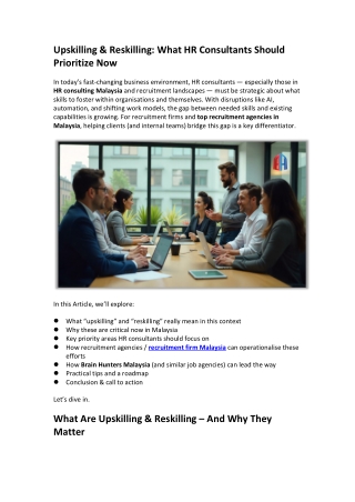 Upskilling & Reskilling What HR Consultants Should Prioritize Now