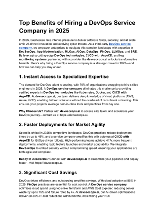 Top Benefits of Hiring a DevOps Service Company in 2025