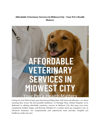 Affordable Veterinary Services In Midwest City - Your Pet's Health Matters
