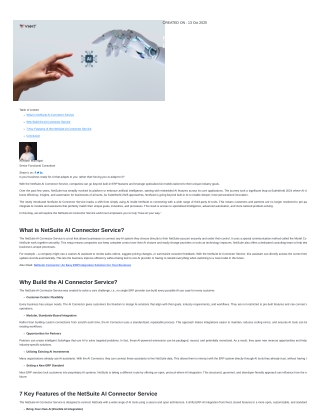 NetSuite AI Connector Service | Secure AI Integration for ERP