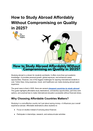 How to Study Abroad Affordably Without Compromising on Quality in 2025