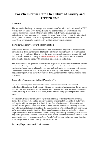 Porsche Electric Car: The Future of Luxury and Performance