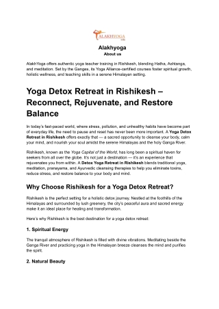 Yoga Detox Retreat