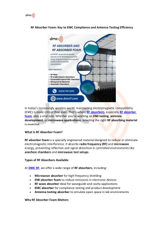 RF Absorber Foam: Key to EMC Compliance and Antenna Testing Efficiency
