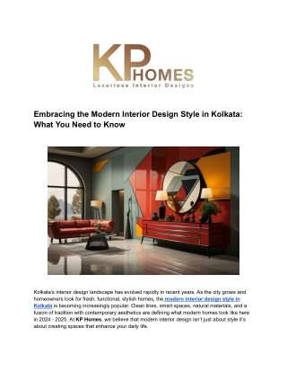 Embracing the Modern Interior Design Style in Kolkata_ What You Need to Know
