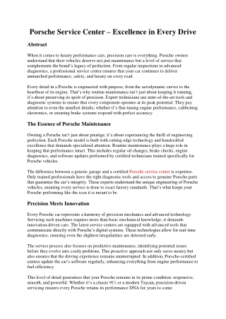 Porsche Service Center – Excellence in Every Drive