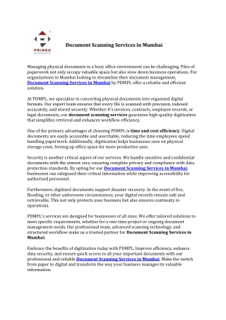 Document Scanning Services in Mumbai