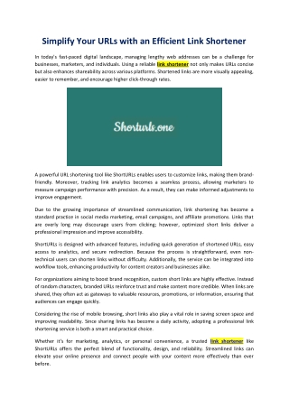 Simplify Your URLs with an Efficient Link Shortener