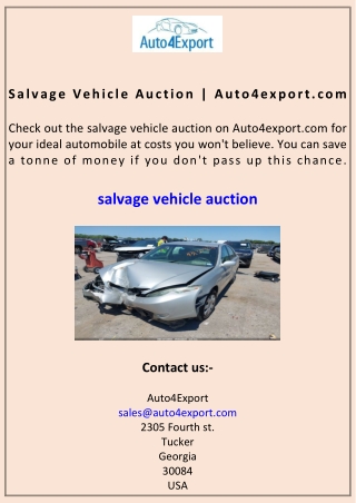 Salvage Vehicle Auction Auto4export.com