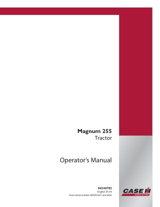 Case IH Magnum 255 Tractor (Serial NumberZARZ01001 and after) Operator’s Manual Instant Download (Publication No.8424478