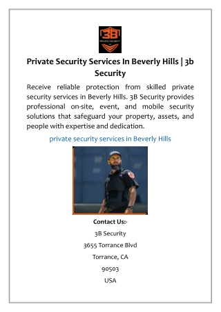 Private Security Services In Beverly Hills | 3b Security