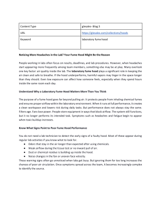 Noticing More Headaches in the Lab? Your Fume Hood Might Be the Reason