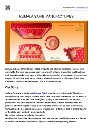 Rumala sahib manufacture