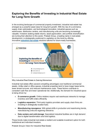 Exploring the Benefits of Investing in Industrial Real Estate for Long