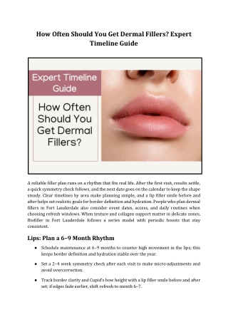 Dermal Fillers Timeline How Often You Should Go