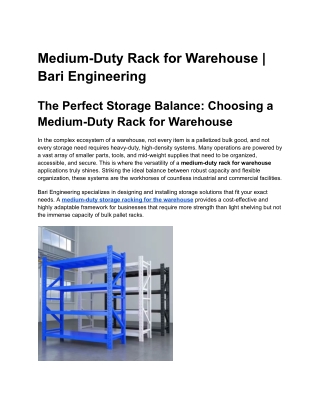 Medium-Duty Rack for Warehouse _ Bari Engineering