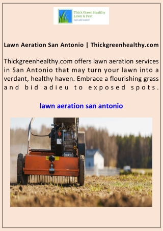 Lawn Aeration San Antonio Thickgreenhealthy.com