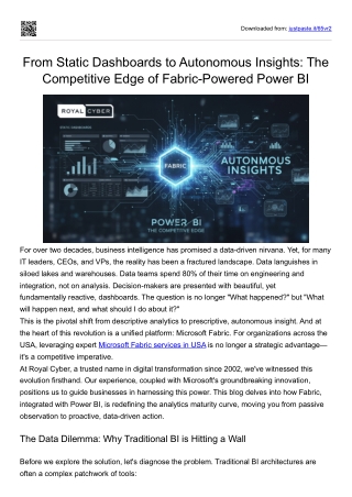 From Static Dashboards to Autonomous Insights The Competitive Edge of Fabric-Powered Power BI