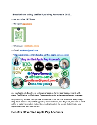 1 Best Website to Buy Verified Apple Pay Accounts in 2025