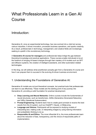 What Professionals Learn in a Gen AI Course