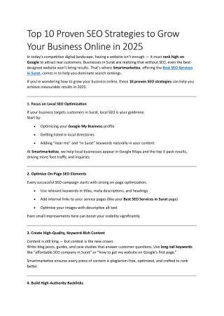 Top 10 Proven SEO Strategies to Grow Your Business Online in 2025