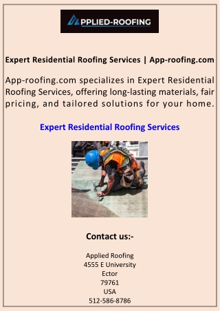 Expert Residential Roofing Services App-roofing.com