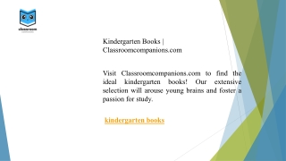 Kindergarten Books  Classroomcompanions