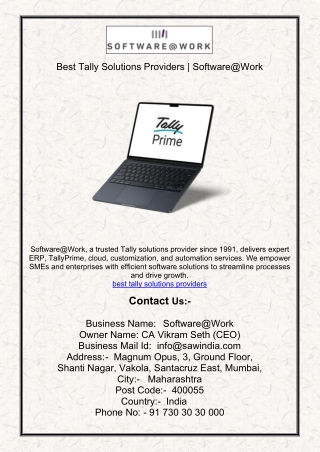 Best Tally Solutions Providers | Software@Work