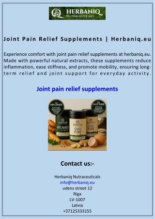 Joint Pain Relief Supplements Herbaniq.eu