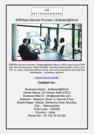 ERPNext Service Provider | Software@Work